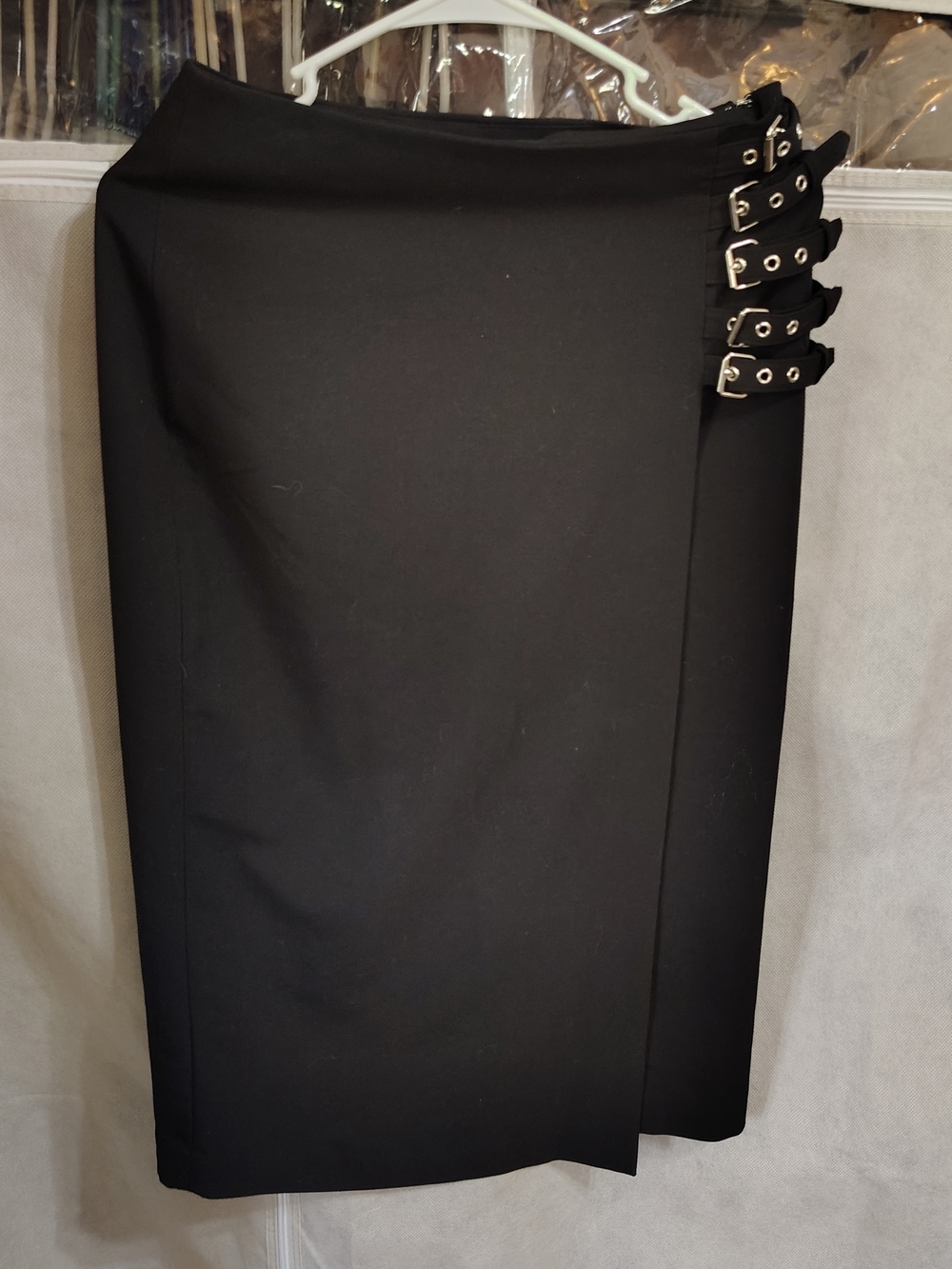 Worthington Black Pencil Skirt with Buckle Straps